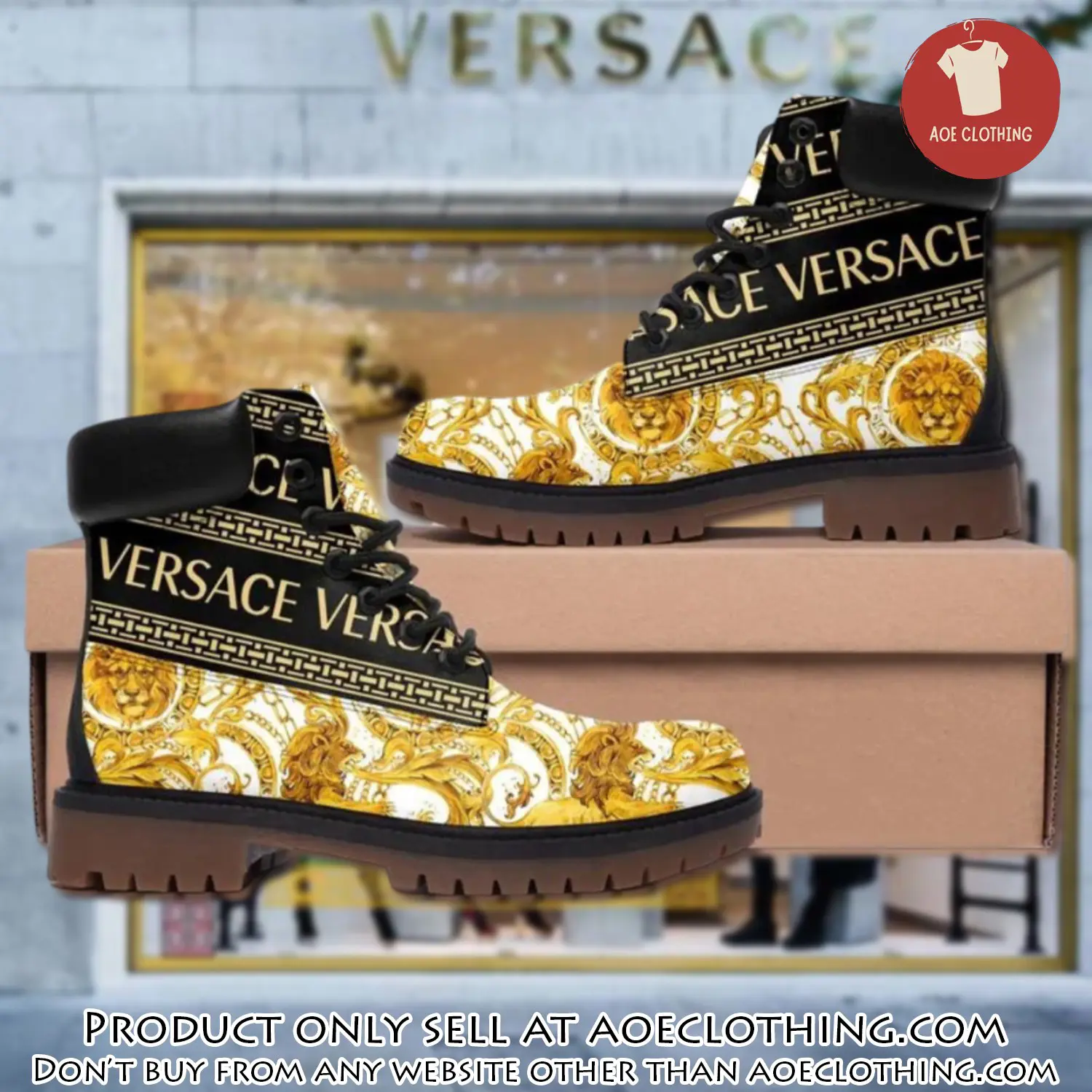 Gianni versace lion gold pattern luxury brand boots premium gifts for men women aoe0924863